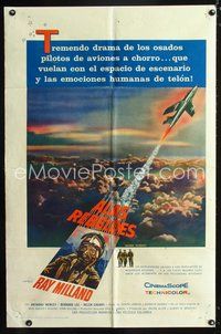 3g359 HIGH FLIGHT Spanish/U.S. one-sheet '57 Ray Milland, military fighter pilots fly top secret jets!
