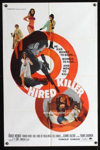 3g364 HIRED KILLER one-sheet '67 Tecnica di un Omicidio, Robert Webber, women to kiss & men to kill!