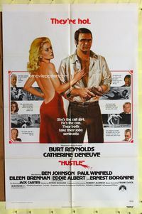 3g381 HUSTLE color one-sheet movie poster '75 Robert Aldrich, Burt Reynolds, sexy Catherine Deneuve!