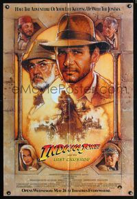 3g396 INDIANA JONES & THE LAST CRUSADE brown advance one-sheet '89 Ford & Connery by Drew Struzan!