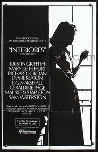 3g398 INTERIORS 1-stop poster '78 Woody Allen, Diane Keaton, really cool different B&W art!