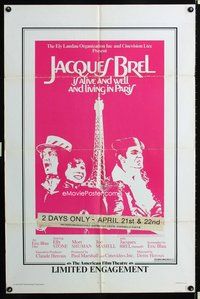 3g406 JACQUES BREL one-sheet movie poster '79 Nous les artistes: Jacques Brel, French documentary!