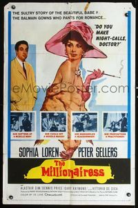 3g516 MILLIONAIRESS 1sh '60 beautiful Sophia Loren is the richest girl in the world, Peter Sellers