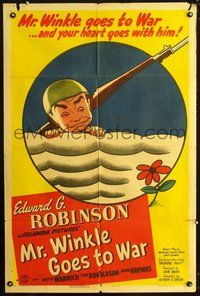 3g546 MR. WINKLE GOES TO WAR style B one-sheet '44 soldier Edward G. Robinson w/rifle and bayonet!