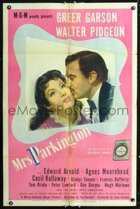 3g548 MRS. PARKINGTON style C one-sheet '44 great romantic art of Greer Garson & Walter Pidgeon!