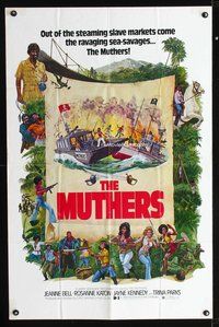 3g553 MUTHERS one-sheet movie poster '76 blaxploitation, wild action artwork of female heroes!