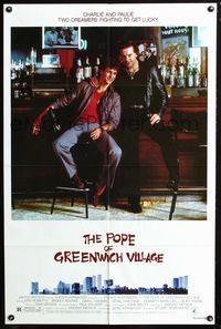 3g647 POPE OF GREENWICH VILLAGE one-sheet poster '84 Eric Roberts & Mickey Rourke sitting at bar!