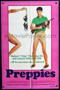 3g652 PREPPIES one-sheet movie poster '84 Nitchie Barrett, Dennis Drake, wacky, sexy image!