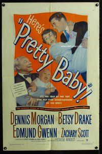 3g653 PRETTY BABY one-sheet '50Dennis Morgan, Betsy Drake, the tot who put honeymooners on the spot