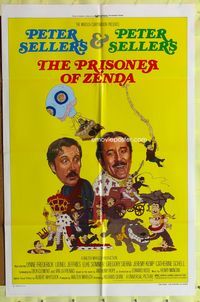 3g656 PRISONER OF ZENDA one-sheet movie poster '79 wacky Peter Sellers cartoon art!