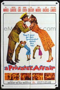 3g658 PRIVATE'S AFFAIR one-sheet movie poster '59 Sal Mineo, Barbara Eden, military musical!