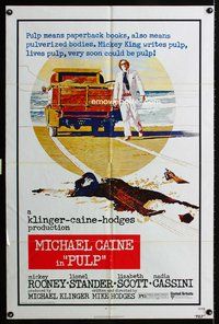 3g661 PULP one-sheet movie poster '72 Michael Caine, wild murder artwork of girl run over by truck!