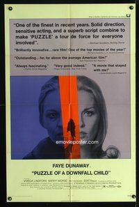 3g663 PUZZLE OF A DOWNFALL CHILD one-sheet movie poster '71 cool image of young & old Faye Dunaway!