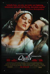 3g666 QUILLS one-sheet '00 sexy image of Marquis de Sade Geoffrey Rush with pretty Kate Winslet!