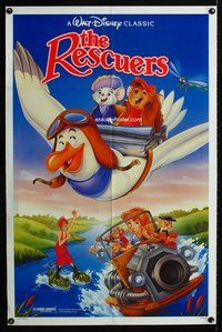 3g685 RESCUERS one-sheet movie poster R89 Walt Disney mouse mystery adventure cartoon, great art!