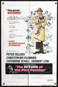 3g689 RETURN OF THE PINK PANTHER style B one-sheet '75 Peter Sellers as Inspector Jacques Clouseau!