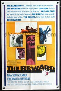 3g692 REWARD one-sheet '65 Max Von Sydow, Yvette Mimieux, the desert is the real enemy of all!