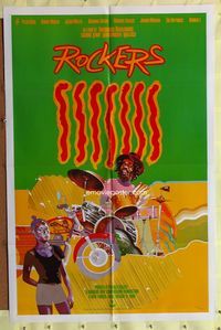 3g701 ROCKERS one-sheet '79 Bunny Wailer, The Heptones, Peter Tosh, cool Doug Johnson reggae art!