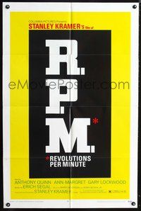 3g668 R.P.M. one-sheet movie poster '70 Stanley Kramer, Anthony Quinn, Ann-Margret