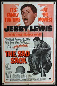 3g716 SAD SACK one-sheet poster R62 depressed screw-up soldier Jerry Lewis goes to war w/the army!