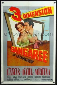 3g720 SANGAREE one-sheet movie poster '53 3D Fernando Lamas holds sexy Arlene Dahl!