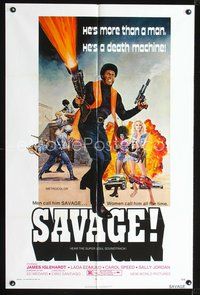 3g722 SAVAGE one-sheet movie poster '73 Women call him all the time, wild blaxploitation image!