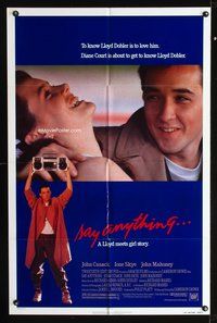 3g725 SAY ANYTHING one-sheet '89 image of John Cusack holding boombox, Ione Skye, Cameron Crowe!