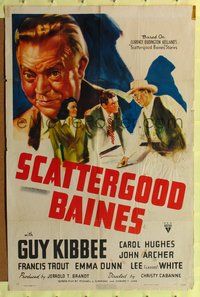 3g729 SCATTERGOOD BAINES one-sheet poster '41 great close up portrait art of smiling Guy Kibbee!