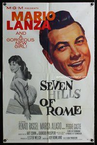 3g739 SEVEN HILLS OF ROME one-sheet '58 Arrivederci Roma, Mario Lanza, gorgeous Marisa Allasio!