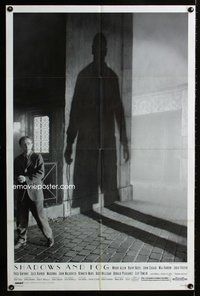 3g741 SHADOWS & FOG DS one-sheet poster '92 cool photographic image of Woody Allen by Brian Hamill!