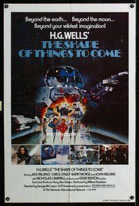 3g744 SHAPE OF THINGS TO COME one-sheet '79 Jack Palance in H.G. Wells sci-fi, cool art of robot!