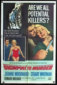 3g751 SIGNPOST TO MURDER 1sh '65sexy Joanne Woodward, Stuart Whitman, are we all potential killers?