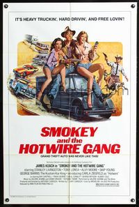 3g766 SMOKEY & THE HOTWIRE GANG 1sheet '79 art of James Keach w/sexy girls, GTA was never like this!