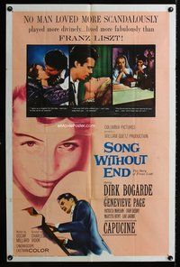 3g778 SONG WITHOUT END one-sheet movie poster '60 Dirk Bogarde as Franz Liszt, sexy Genevieve Page!