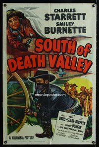 3g781 SOUTH OF DEATH VALLEY one-sheet '49 Charles Starrett as the Durango Kid, Smiley Burnette!