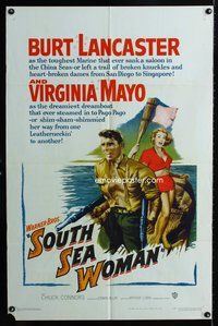 3g782 SOUTH SEA WOMAN one-sheet movie poster '53 leatherneckin' Burt Lancaster & sexy Virginia Mayo!
