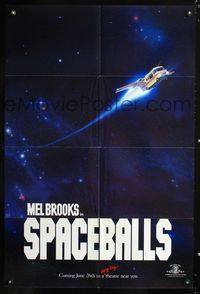 3g784 SPACEBALLS teaser one-sheet movie poster '87 Mel Brooks, great image of space Winnebago!