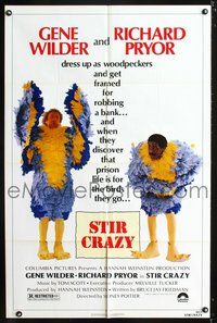3g802 STIR CRAZY 1sh '80 Gene Wilder & Richard Pryor in chicken suits, directed by Sidney Poitier!