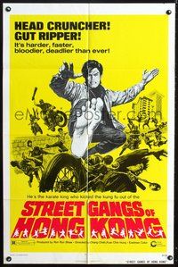 3g811 STREET GANGS OF HONG KONG one-sheet movie poster '74 head crunching, gut ripping karate!