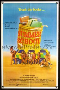 3g816 SUMMER SCHOOL one-sheet '77 art of sexy teens on the beach, the movie your parents will hate!