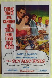 3g817 SUN ALSO RISES one-sheet movie poster '57 Tyrone Power, Ava Gardner, Mel Ferrer, Errol Flynn