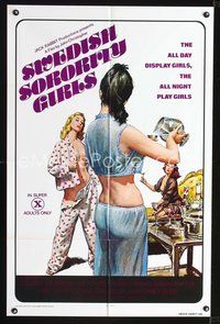 3g824 SWEDISH SORORITY GIRLS one-sheet '77 sexy Heather Young, x-rated, the all night play girls!