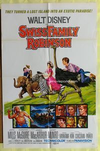 3g829 SWISS FAMILY ROBINSON one-sheet poster R69 John Mills, Walt Disney family fantasy classic!