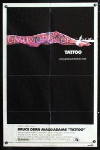 3g844 TATTOO one-sheet poster '81 Bruce Dern, every great love leaves its mark, cool body art image!