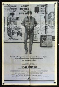 3g845 TAXI DRIVER Spanish/U.S. one-sheet '76 classic image of Robert De Niro, directed by Martin Scorsese!
