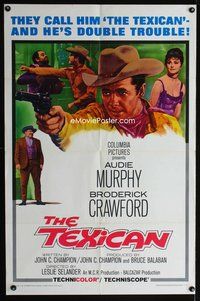 3g854 TEXICAN 1sheet '66 cowboy Audie Murphy is the Texican, Broderick Crawford, sexy Diana Lorys!