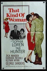 3g855 THAT KIND OF WOMAN one-sheet '59 images of sexy Sophia Loren, Tab Hunter & George Sanders!