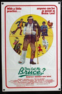 3g863 THEY CALL ME BRUCE one-sheet movie poster '82 Johnny Yune, wacky Richard Hescox kung fu art!