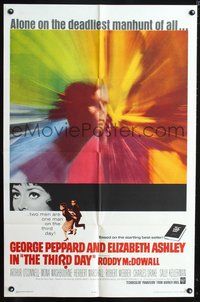 3g867 THIRD DAY one-sheet poster '65 George Peppard, Elizabeth Ashley, the deadliest manhunt of all!