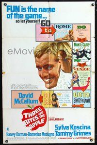3g872 THREE BITES OF THE APPLE one-sheet poster '67 David McCallum, great board game poster design!